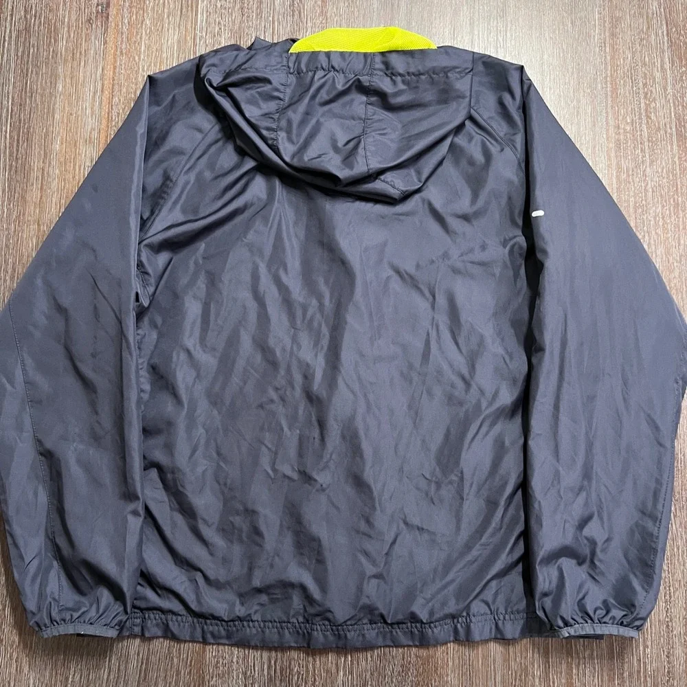 Starter Windbreaker Jacket Mens L Greystone 1/4‎ Zip Neon Yellow Hooded